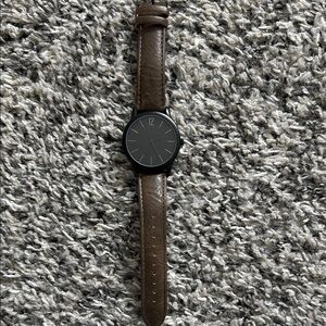 Men’s Brown Leather Strap Watch with Black Face